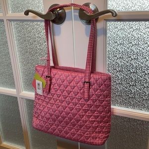 Vera Bradley Pink Check Shoulder Tote - Silk